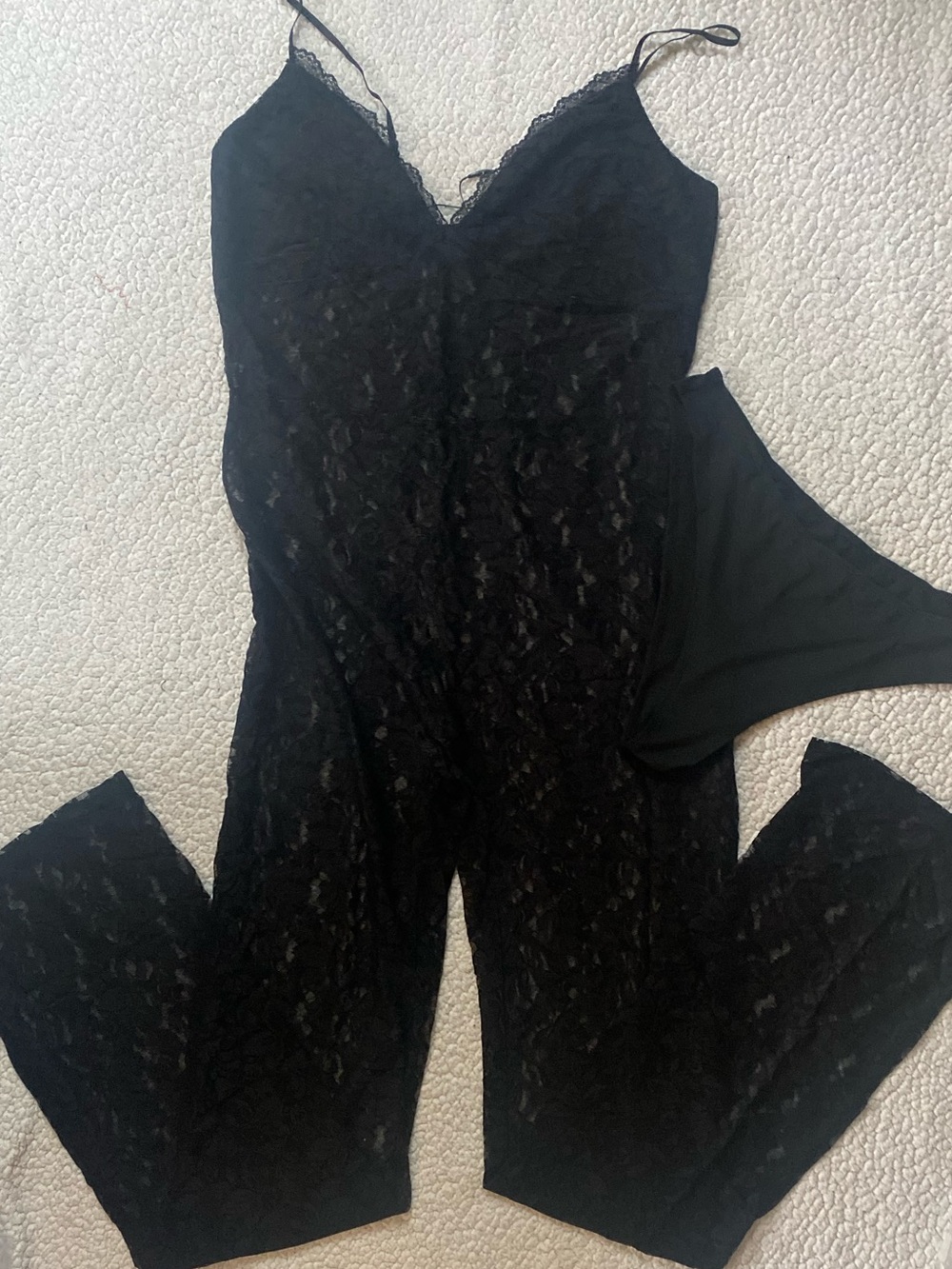 Fashion Nova Black Lace Romper with Sheer Detail